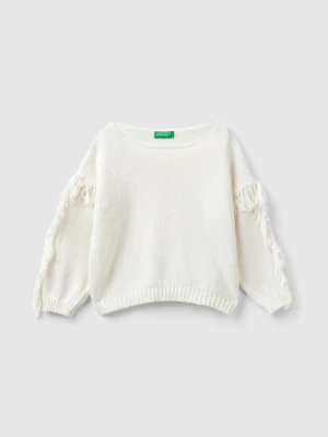Benetton, Sweater With Fringe, size 104, Creamy White, Kids United Colors of Benetton