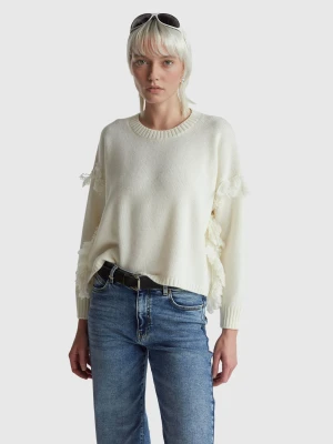 Benetton, Sweater With Fringe, Size: XXS, Creamy White, Women United Colors of Benetton