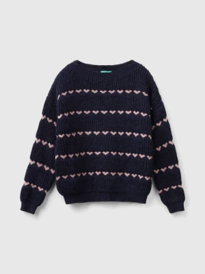 Benetton, Sweater With Heart Inlay, size M, Dark Blue, Kids United Colors of Benetton