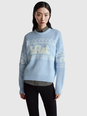 Benetton, Sweater With Inlay, Size: OS, Sky Blue, Women United Colors of Benetton