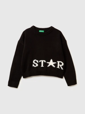 Benetton, Sweater With Inlay, Size: XL, Black, Kids United Colors of Benetton