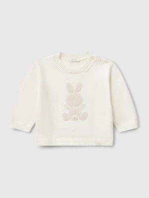 Benetton, Sweater With Rabbit Patch, size 82, Creamy White, Kids United Colors of Benetton