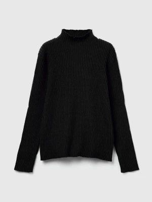 Benetton, Sweater With Ribbed High Collar, Size: S, Black, Kids United Colors of Benetton