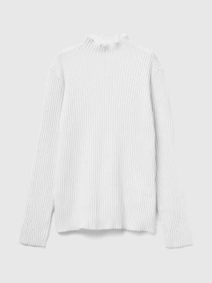 Benetton, Sweater With Ribbed High Collar, Size: XL, Creamy White, Kids United Colors of Benetton