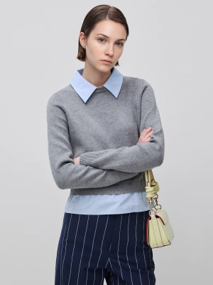 Benetton, Sweater With Shirt Collar, Size: XS, Gray, Women United Colors of Benetton