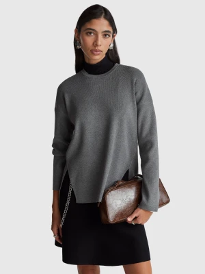 Benetton, Sweater With Slits, Size: XL, Dark Gray, Women United Colors of Benetton