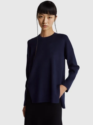 Benetton, Sweater With Slits, Size: XS, Dark Blue, Women United Colors of Benetton