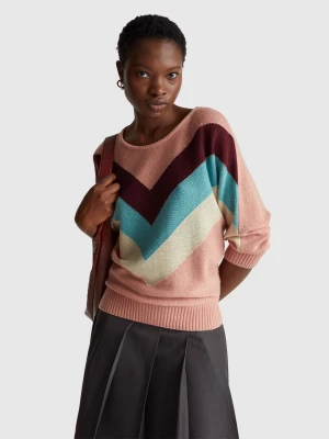 Benetton, Sweater With Stranger Things Inlay, Size: XS, Pink, Women United Colors of Benetton