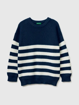 Benetton, Sweater With Two-tone Stripes, Size: XL, Dark Blue, Kids United Colors of Benetton
