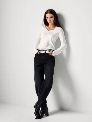 Benetton, Sweater With V-neck In Pure Cotton, Size: XXS, White, Women United Colors of Benetton