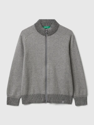 Benetton, Sweater With Zip, Size: S, Light Gray, Kids United Colors of Benetton