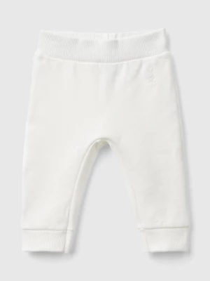 Benetton, Sweatpants In Organic Cotton, size 56, Creamy White, Kids United Colors of Benetton