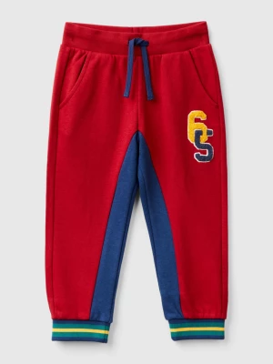 Benetton, Sweatpants With Embroidery, size 104, Red, Kids United Colors of Benetton