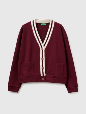 Zdjęcie produktu Benetton, Sweatshirt Cardigan With Buttons, Burgundy, Women United Colors Of Benetton