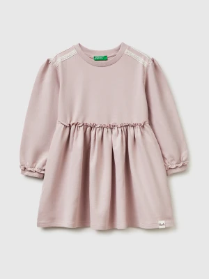 Benetton, Sweatshirt Dress With Lace, Size: 116, Pink, Kids United Colors of Benetton