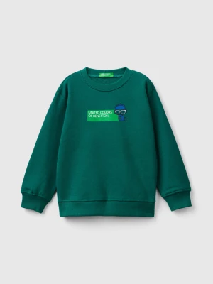 Benetton, Sweatshirt In 100% Organic Cotton, size 116, Dark Green, Kids United Colors of Benetton