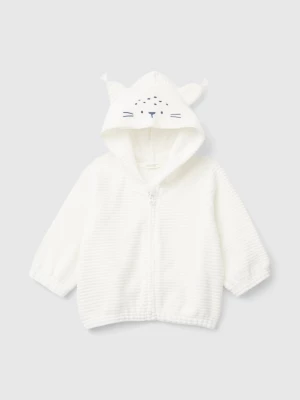 Benetton, Sweatshirt In Chenille With Hood, size 82, Creamy White, Kids United Colors of Benetton