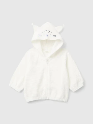 Benetton, Sweatshirt In Chenille With Hood, size 82, Creamy White, Kids United Colors of Benetton