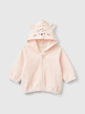 Benetton, Sweatshirt In Chenille With Hood, size 82, Pastel Pink, Kids United Colors of Benetton