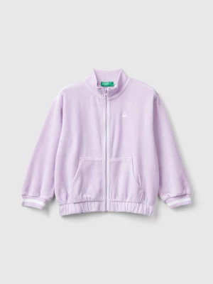 Benetton, Sweatshirt In Chenille With Zip, size 104, Lilac, Kids United Colors of Benetton