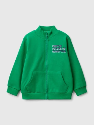 Benetton, Sweatshirt In Organic Cotton With Zip, size 116, Green, Kids United Colors of Benetton