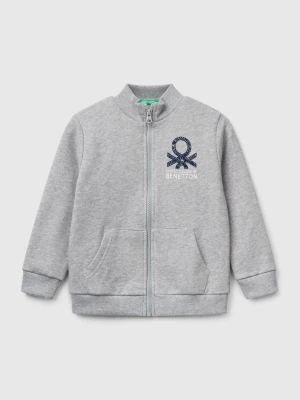 Benetton, Sweatshirt In Cotton With Zip, size 104, Light Gray, Kids United Colors of Benetton