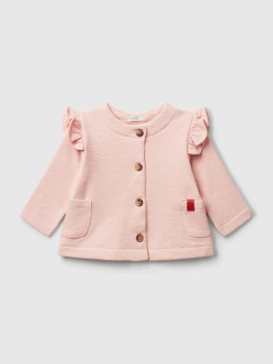 Benetton, Sweatshirt In Terry Cloth With Rouches, size 82, Soft Pink, Kids United Colors of Benetton