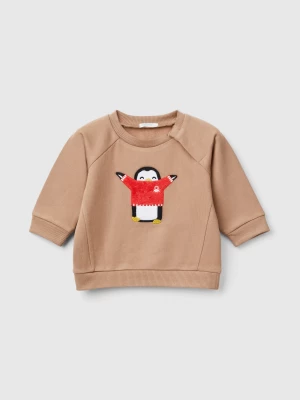 Benetton, Sweatshirt With Animal Embroidery, size 82, Camel, Kids United Colors of Benetton