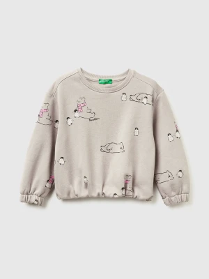 Benetton, Sweatshirt With Animal Print, Size: 116, Beige, Kids United Colors of Benetton