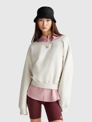 Benetton, Sweatshirt With Boat Neck, size XS-S, Light Gray, Women United Colors of Benetton