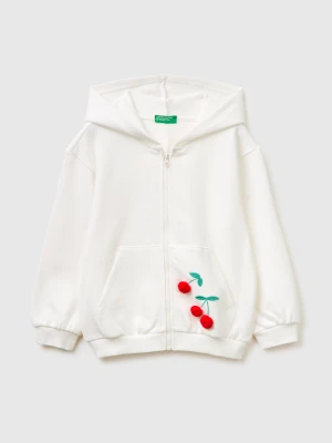 Benetton, Sweatshirt With Cherry Patch, Size: 104, Creamy White, Kids United Colors of Benetton
