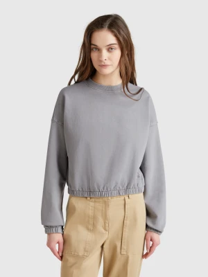Benetton, Sweatshirt With Elastic, size XXS, Gray, Women United Colors of Benetton