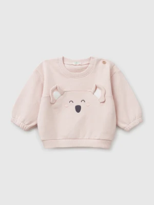 Benetton, Sweatshirt With Embroidery And Patches In Organic Cotton, size 82, Soft Pink, Kids United Colors of Benetton