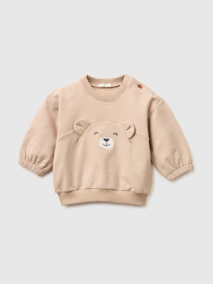 Benetton, Sweatshirt With Embroidery And Patches, Size: 82, Beige, Kids United Colors of Benetton