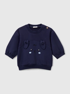 Benetton, Sweatshirt With Embroidery And Patches, size 82, Dark Blue, Kids United Colors of Benetton