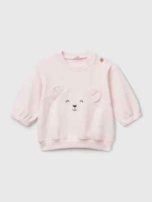 Benetton, Sweatshirt With Embroidery And Patches, size 82, Pink, Kids United Colors of Benetton