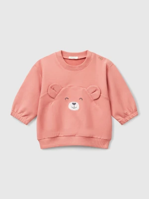 Benetton, Sweatshirt With Embroidery And Patches, Size: 82, Salmon, Kids United Colors of Benetton