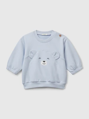Benetton, Sweatshirt With Embroidery And Patches, size 82, Sky Blue, Kids United Colors of Benetton