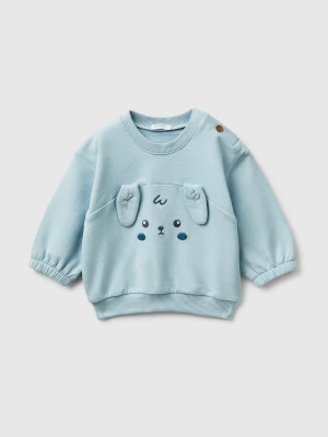 Benetton, Sweatshirt With Embroidery And Patches, Size: 82, Sky Blue, Kids United Colors of Benetton