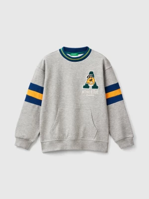 Benetton, Sweatshirt With Embroidery In Cotton Blend, size 3XL, Light Gray, Kids United Colors of Benetton