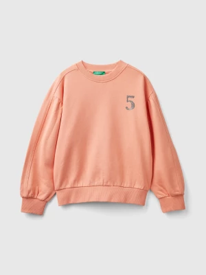 Benetton, Sweatshirt With Front And Back Print, size XL, Peach, Kids United Colors of Benetton