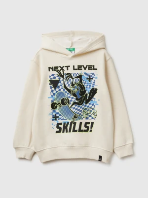 Benetton, Sweatshirt With Gamer Print, Size: XL, Creamy White, Kids United Colors of Benetton