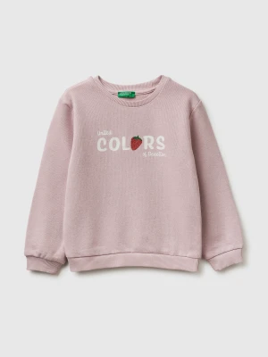 Benetton, Sweatshirt With Glitter Logo Print, Size: 116, Pink, Kids United Colors of Benetton