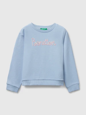 Benetton, Sweatshirt With Glittery Print, size 116, Light Blue, Kids United Colors of Benetton
