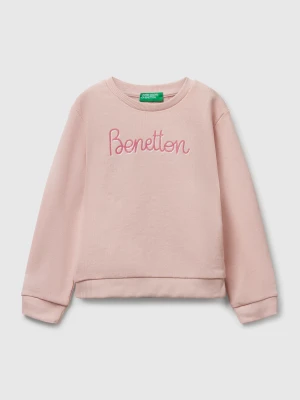 Benetton, Sweatshirt With Glittery Print, size 116, Soft Pink, Kids United Colors of Benetton