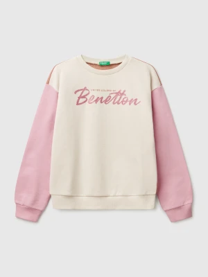 Benetton, Sweatshirt With Glittery Print, size XL, Multi-color, Kids United Colors of Benetton