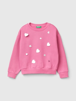 Benetton, Sweatshirt With Heart Sequins, size XL, Pink, Kids United Colors of Benetton