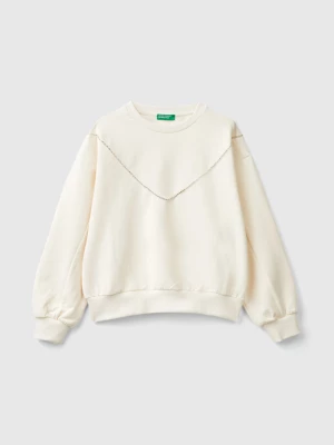 Benetton, Sweatshirt With Jewel-like Applique, size XL, Beige, Kids United Colors of Benetton