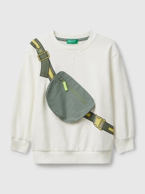 Benetton, Sweatshirt With Kangaroo Pocket, size 116, Creamy White, Kids United Colors of Benetton