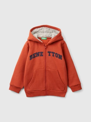 Benetton, Sweatshirt With Lined Hood, size 116, Brick Red, Kids United Colors of Benetton